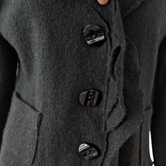 Vintage ALISON SHERI Sz M Black Boiled Wood Witchy Whimsy Goth Boho Cardigan EUC - Picture 9 of 12